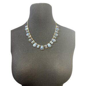 Loft Steel Blue Gray Gemstone Statement Necklace Goldtone 20 inch
